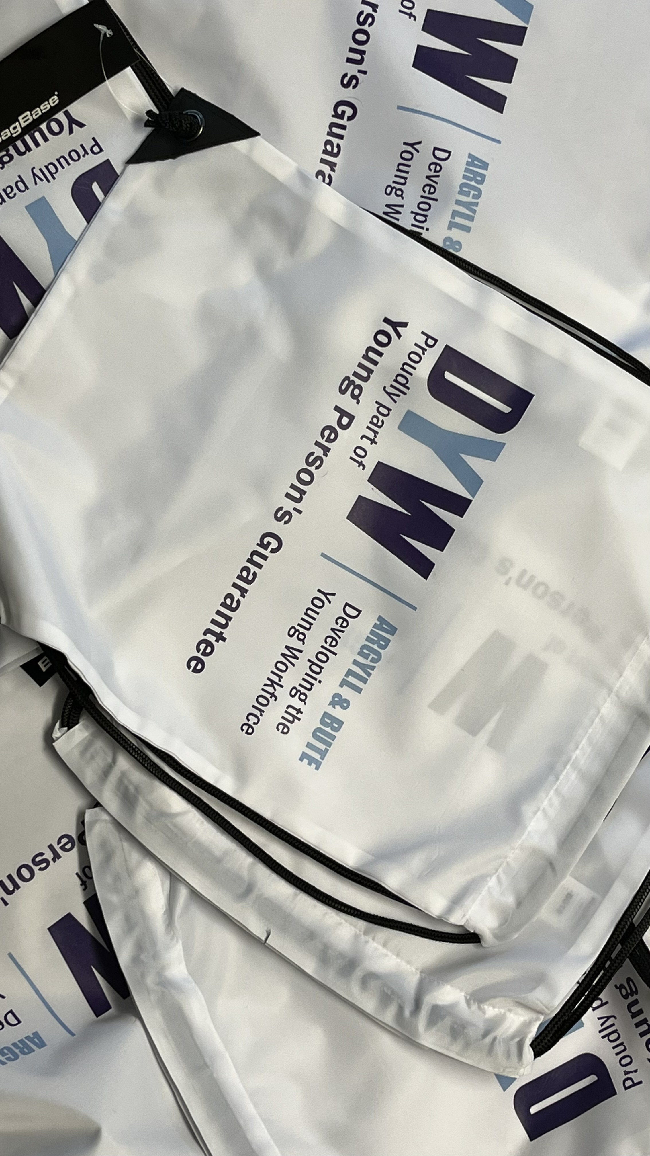 Printed gym bags for Argyll & Bute Council Developing the Young Workforce, Dunoon