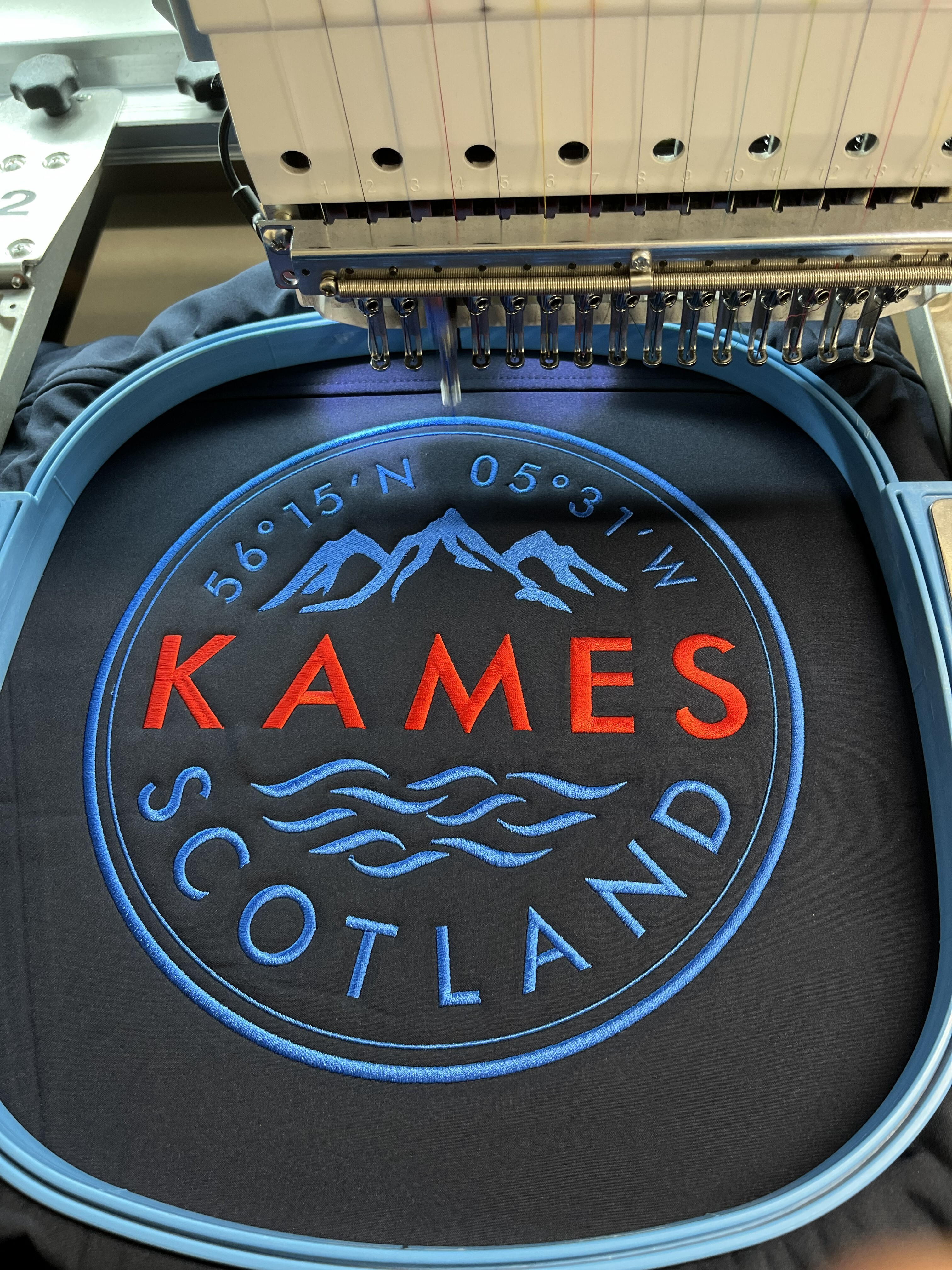Kames Fish Farm Oban centre back embroidered logo